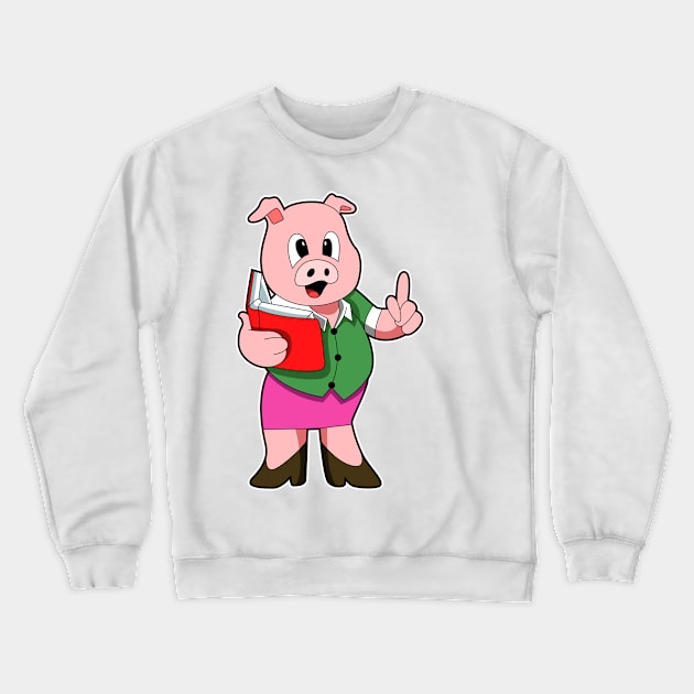 Pig as Teacher with High heels & Skirt Crewneck Sweatshirt by Markus Schnabel